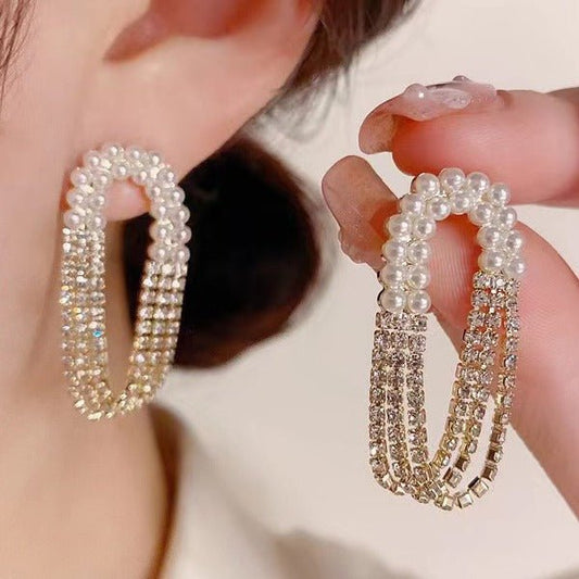 Women's Tassel Earrings, Multi - layer Tassel Pearl - PratSN