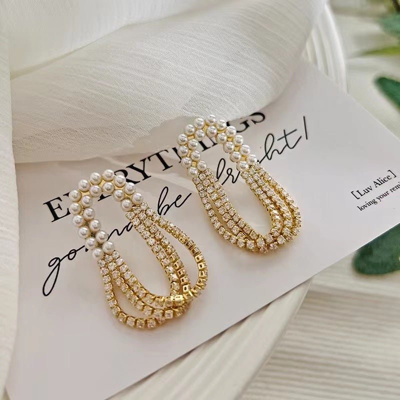 Women's Tassel Earrings, Multi - layer Tassel Pearl - PratSN