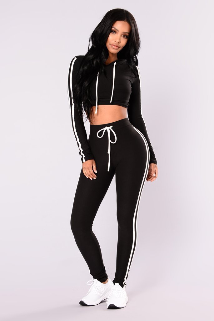 Women's Tracksuit Crop Top Hoodies Sweatshirt Pants Sets Slim Wear Casual Suit - PratSN