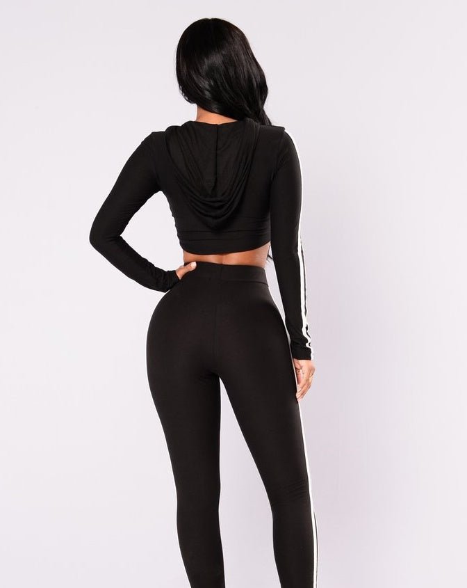 Women's Tracksuit Crop Top Hoodies Sweatshirt Pants Sets Slim Wear Casual Suit - PratSN
