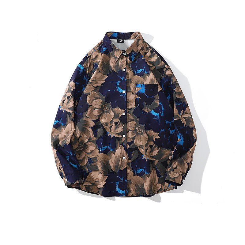 Women's Trendy Floral Full Print Long Sleeve Shirt - PratSN