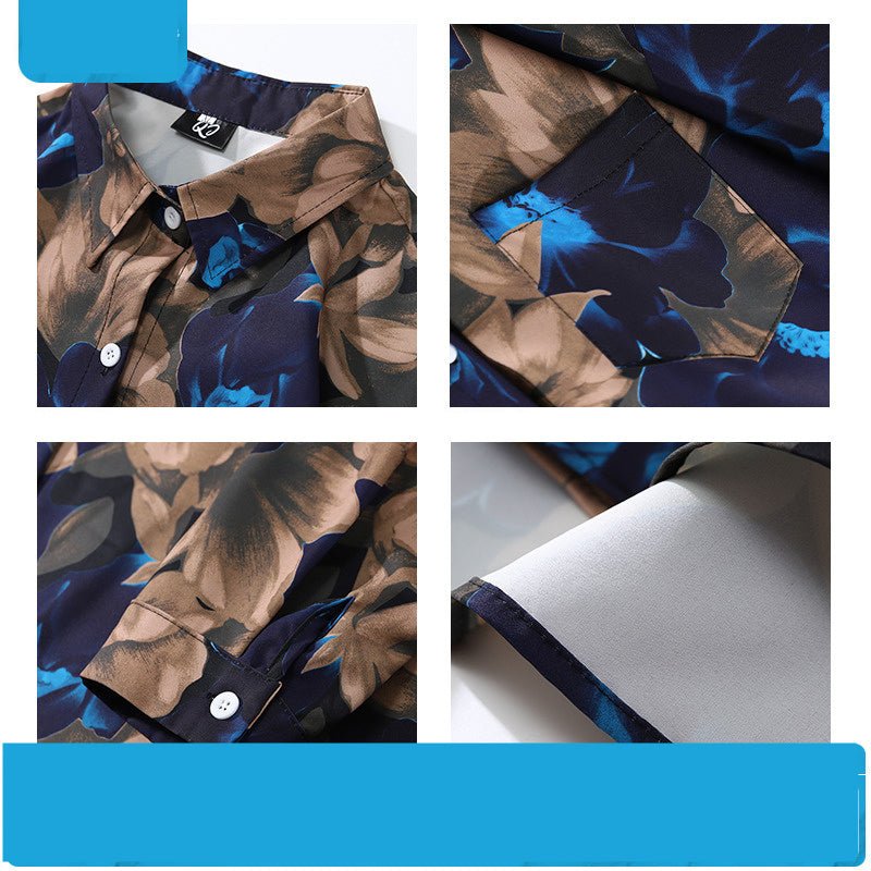 Women's Trendy Floral Full Print Long Sleeve Shirt - PratSN