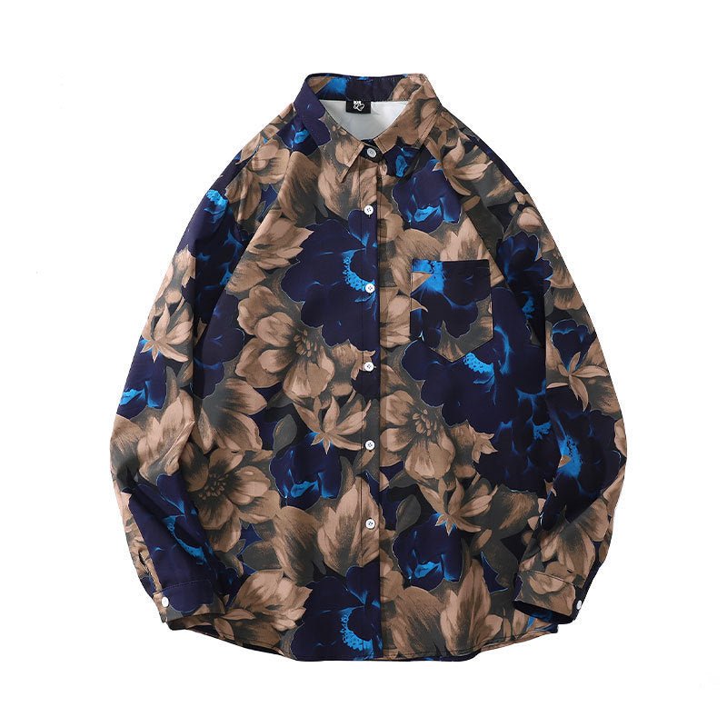 Women's Trendy Floral Full Print Long Sleeve Shirt - PratSN