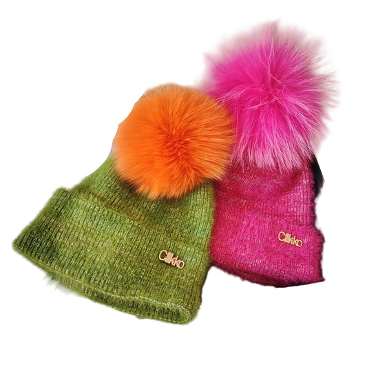 Women's Trendy gradient thickened faux wool knitted hat autumn and winter - PratSN