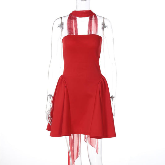 Women's Tube Top Dress With Back Zipper Design Ins Fashion Short Dress For Party Clothing - PratSN