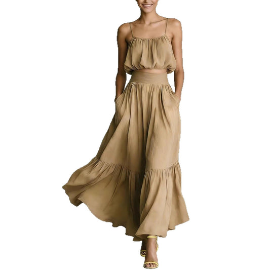 Women's Two - piece High - waist Flared Skirt Set - PratSN