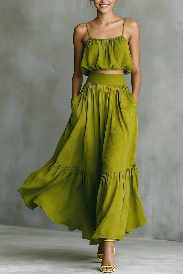Women's Two - piece High - waist Flared Skirt Set - PratSN