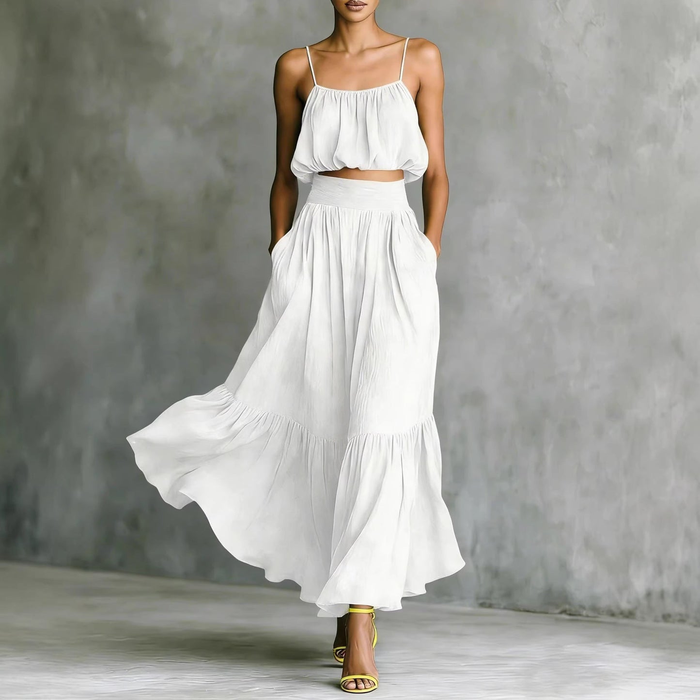 Women's Two - piece High - waist Flared Skirt Set - PratSN