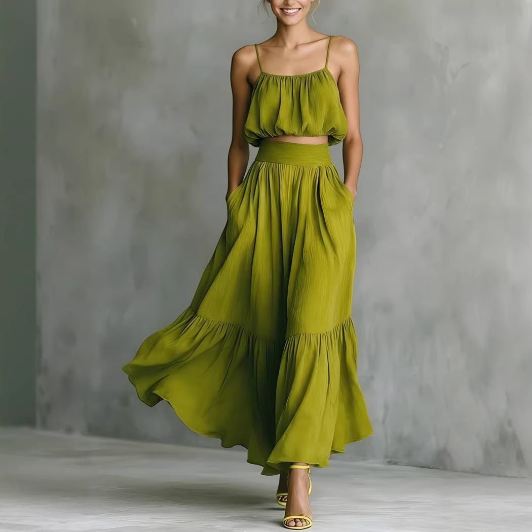 Women's Two - piece High - waist Flared Skirt Set - PratSN
