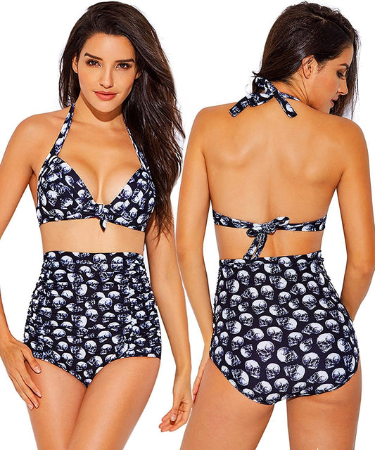 Women's two - piece skull print bikini set - PratSN