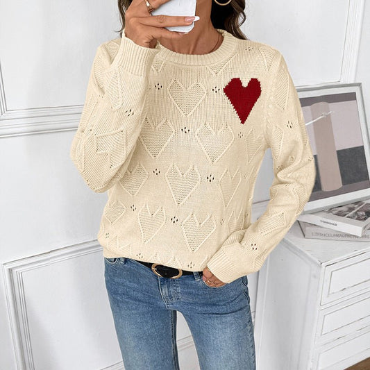 Women's Valentine's Day Love Crew Neck Pullover Sweater - PratSN