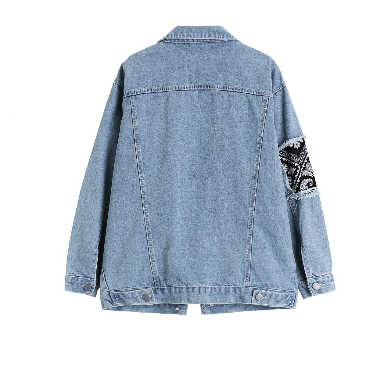 Women's Vintage Patchwork Print Denim Jacket - PratSN