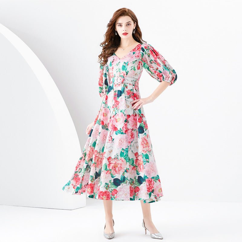 Women's Waist - tight Long Temperament Dress - PratSN