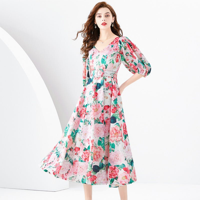 Women's Waist - tight Long Temperament Dress - PratSN