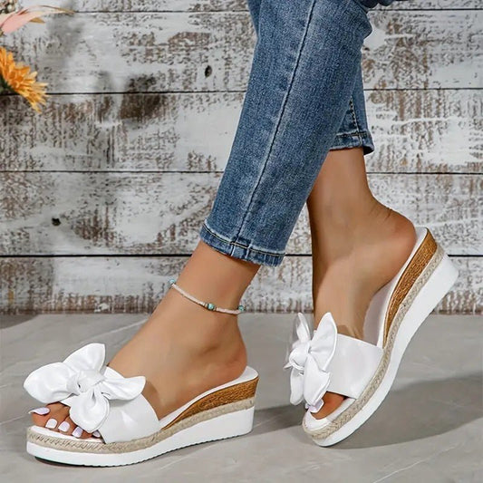 Women's Wedge Bow Slippers - PratSN