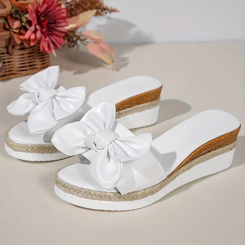 Women's Wedge Bow Slippers - PratSN