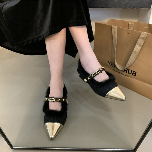 Women's Winter Party Pointed Shoes Women Wear Velvet - PratSN