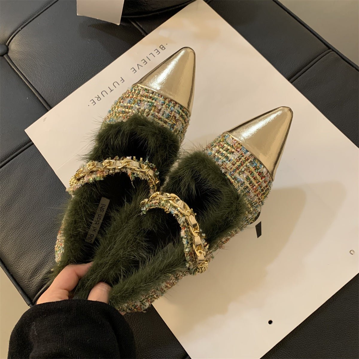 Women's Winter Party Pointed Shoes Women Wear Velvet - PratSN