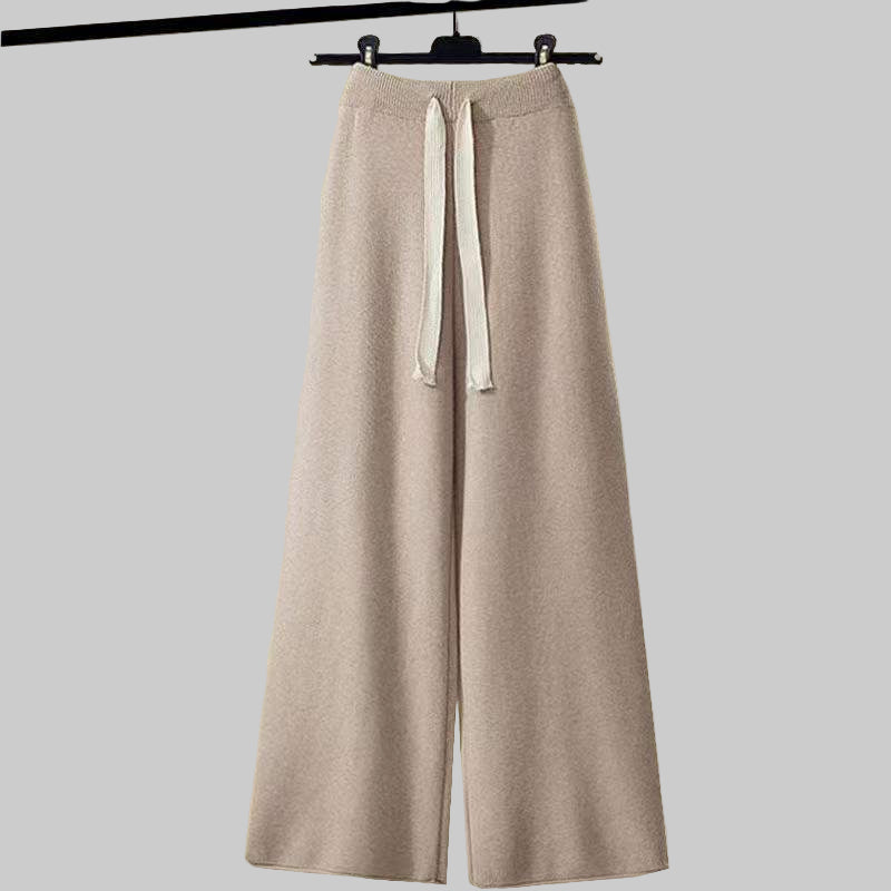 Women's Winter Thickened Coarse Yarn Knitwear Wide Leg Pants Two - piece Set - PratSN