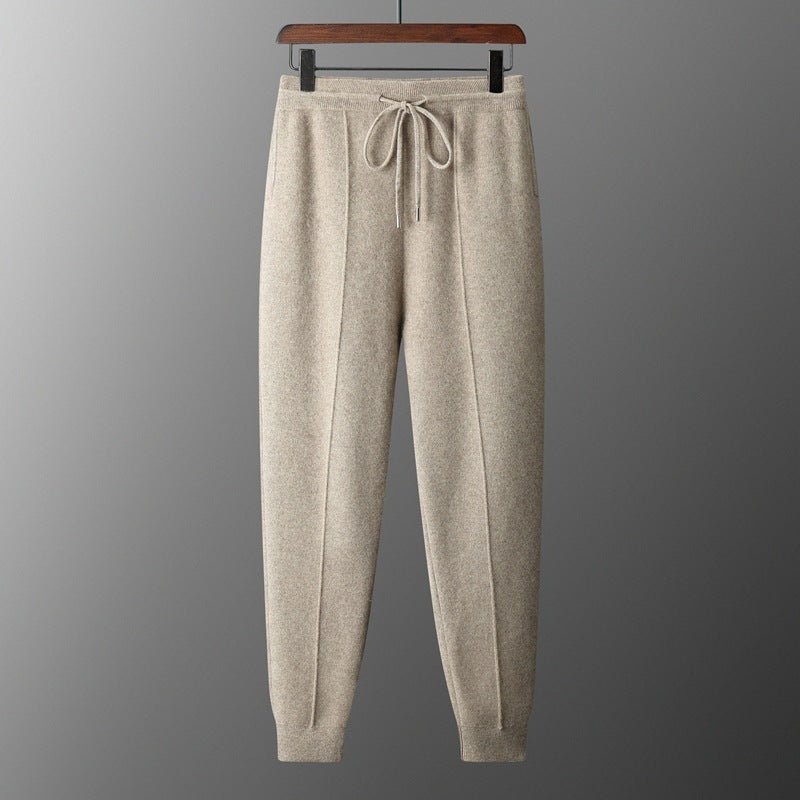 Wool Cardigan Men's Stand Collar Zipper Knitted Sweater Coat Warm And Loose Cashmere Pants - PratSN