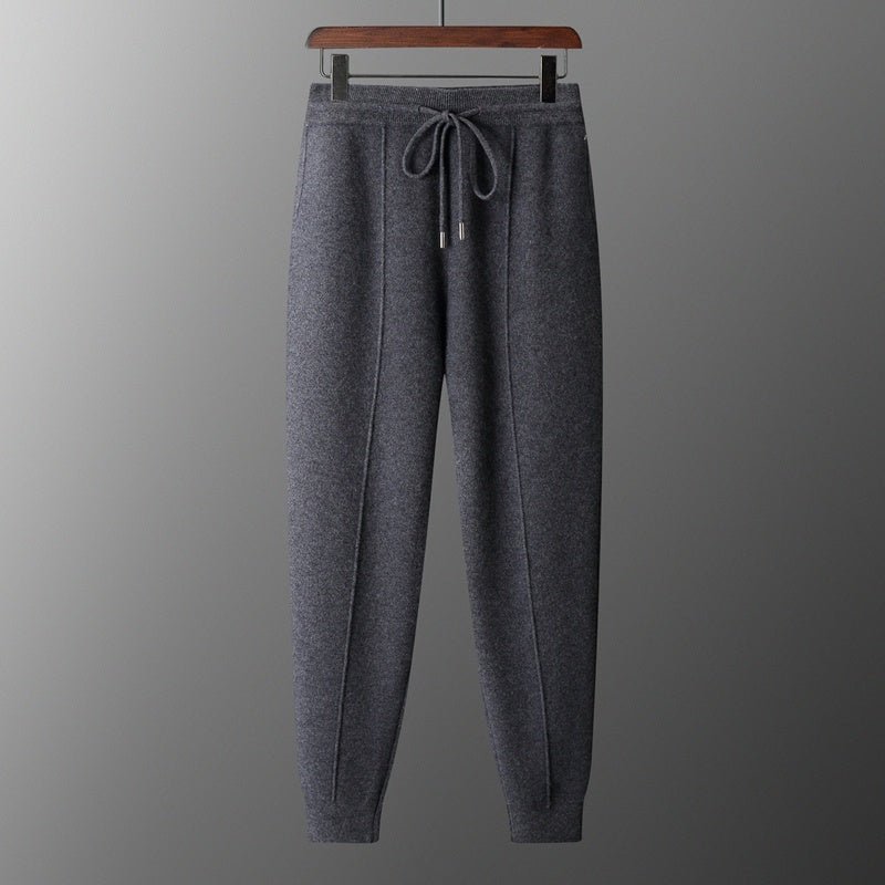 Wool Cardigan Men's Stand Collar Zipper Knitted Sweater Coat Warm And Loose Cashmere Pants - PratSN