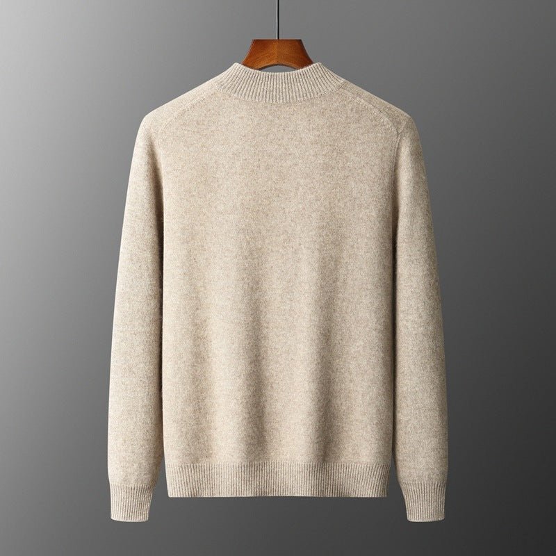Wool Cardigan Men's Stand Collar Zipper Knitted Sweater Coat Warm And Loose Cashmere Pants - PratSN