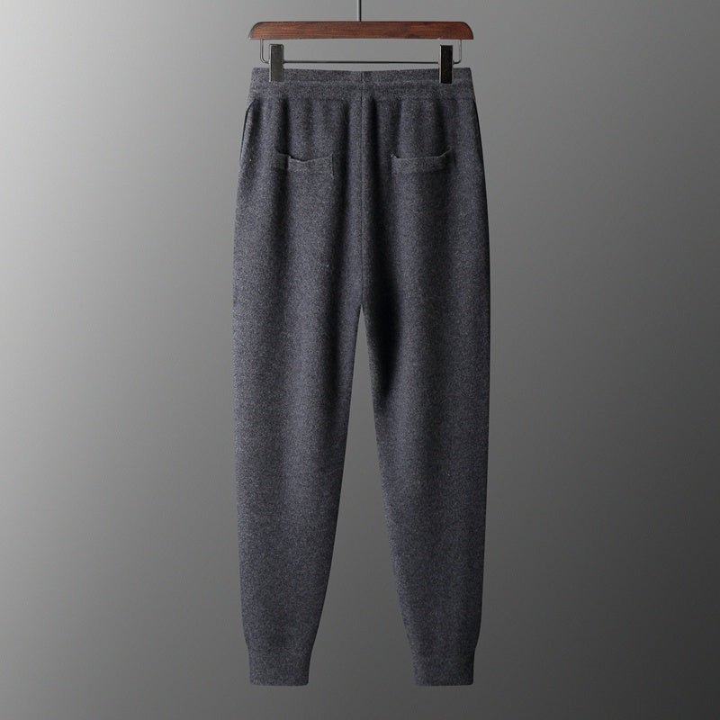 Wool Cardigan Men's Stand Collar Zipper Knitted Sweater Coat Warm And Loose Cashmere Pants - PratSN