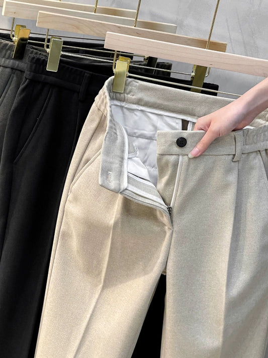 Woolen Pants Men's Straight - leg Silm Fancy Pants Business Casual Pants Suit Pants Cropped Pants Spring & Fall Winter - PratSN