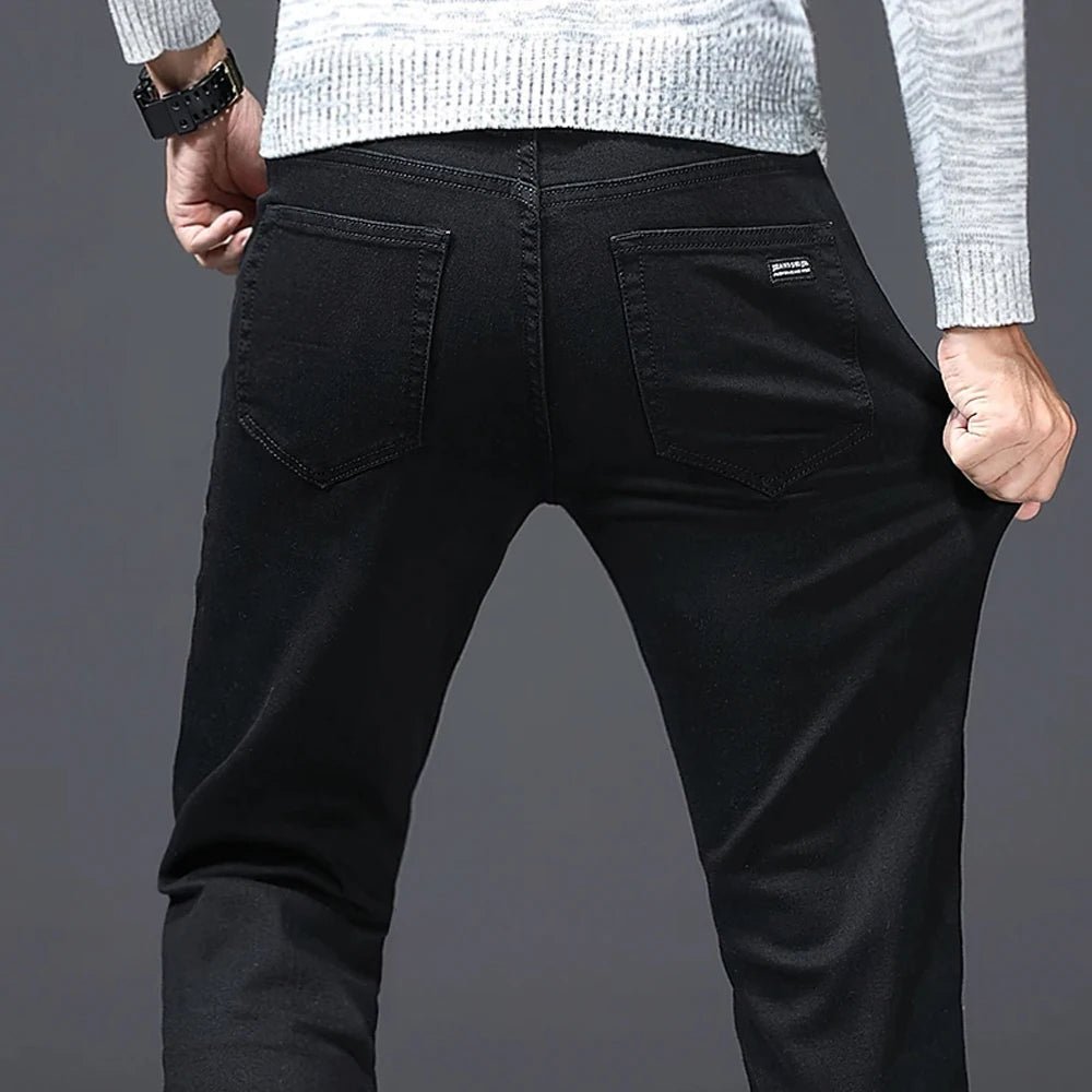 Wthinlee Business Men Jeans Casual Straight Stretch Fashion Classic Blue Black Work Denim Trousers Spring Summer Brand Clothing - PratSN