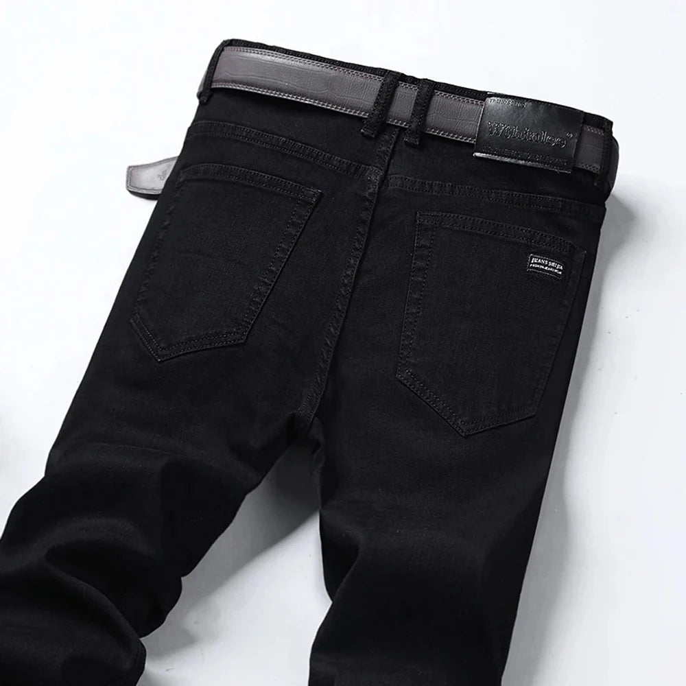 Wthinlee Business Men Jeans Casual Straight Stretch Fashion Classic Blue Black Work Denim Trousers Spring Summer Brand Clothing - PratSN