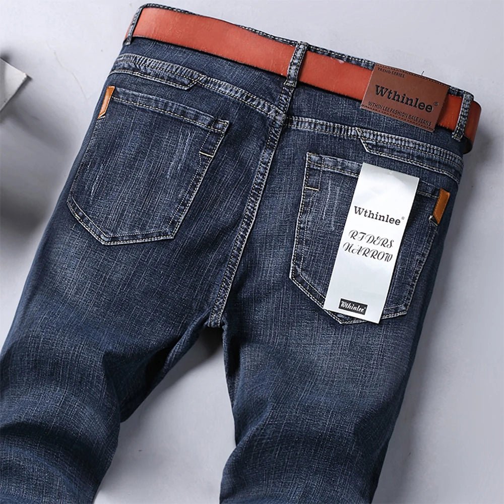 Wthinlee Business Men Jeans Casual Straight Stretch Fashion Classic Blue Black Work Denim Trousers Spring Summer Brand Clothing - PratSN