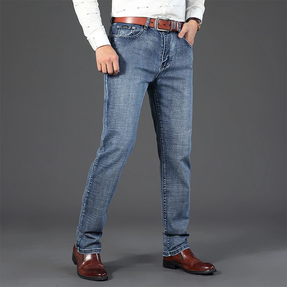 Wthinlee Business Men Jeans Casual Straight Stretch Fashion Classic Blue Black Work Denim Trousers Spring Summer Brand Clothing - PratSN