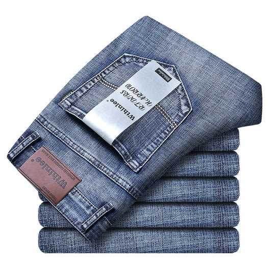 Wthinlee Business Men Jeans Casual Straight Stretch Fashion Classic Blue Black Work Denim Trousers Spring Summer Brand Clothing - PratSN