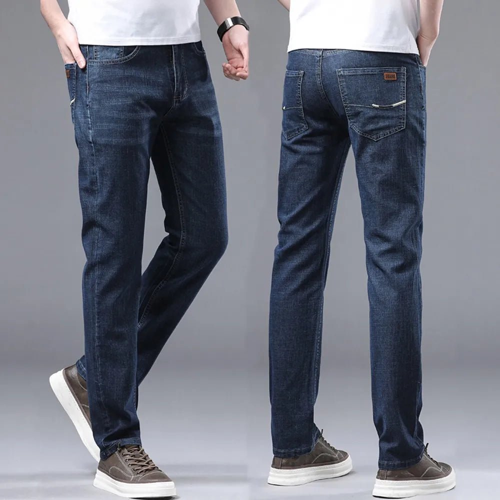 Wthinlee Business Men Jeans Casual Straight Stretch Fashion Classic Blue Black Work Denim Trousers Spring Summer Brand Clothing - PratSN