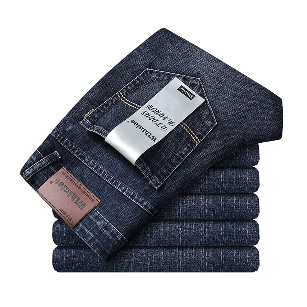 Wthinlee Business Men Jeans Casual Straight Stretch Fashion Classic Blue Black Work Denim Trousers Spring Summer Brand Clothing - PratSN