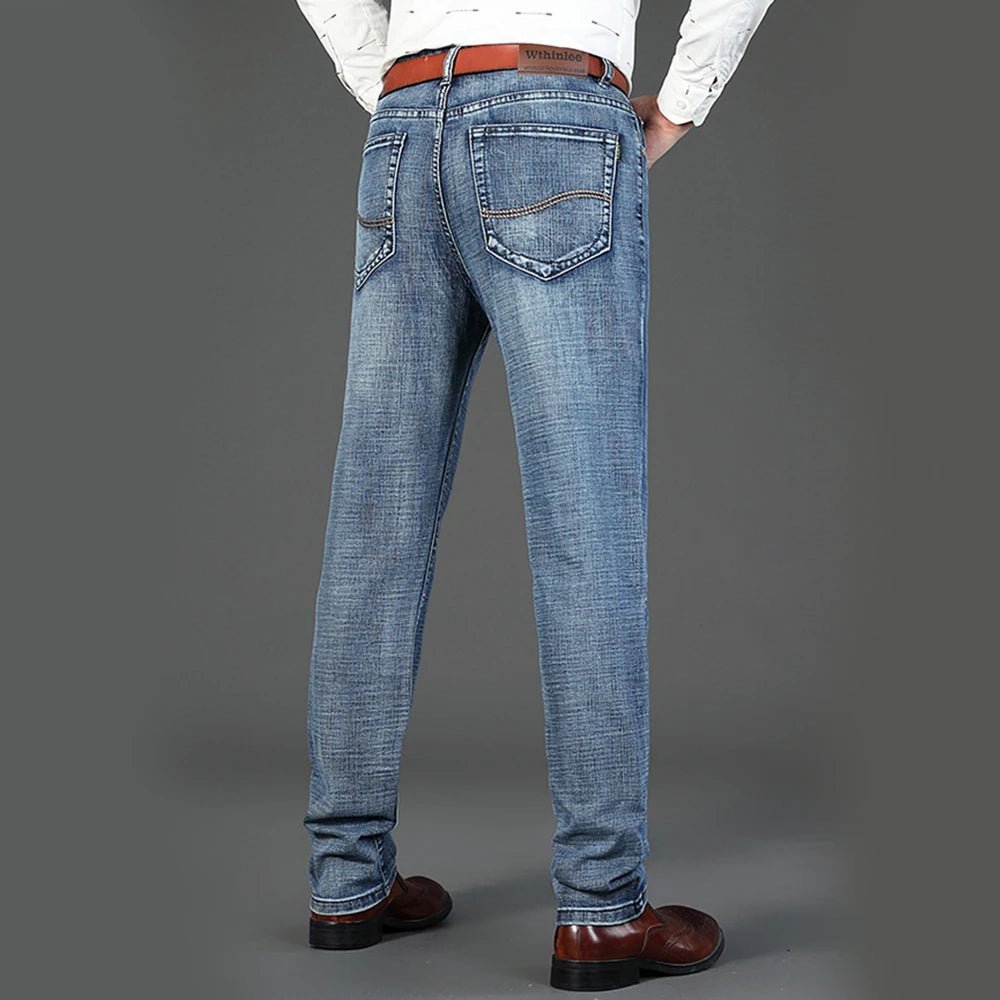 Wthinlee Business Men Jeans Casual Straight Stretch Fashion Classic Blue Black Work Denim Trousers Spring Summer Brand Clothing - PratSN