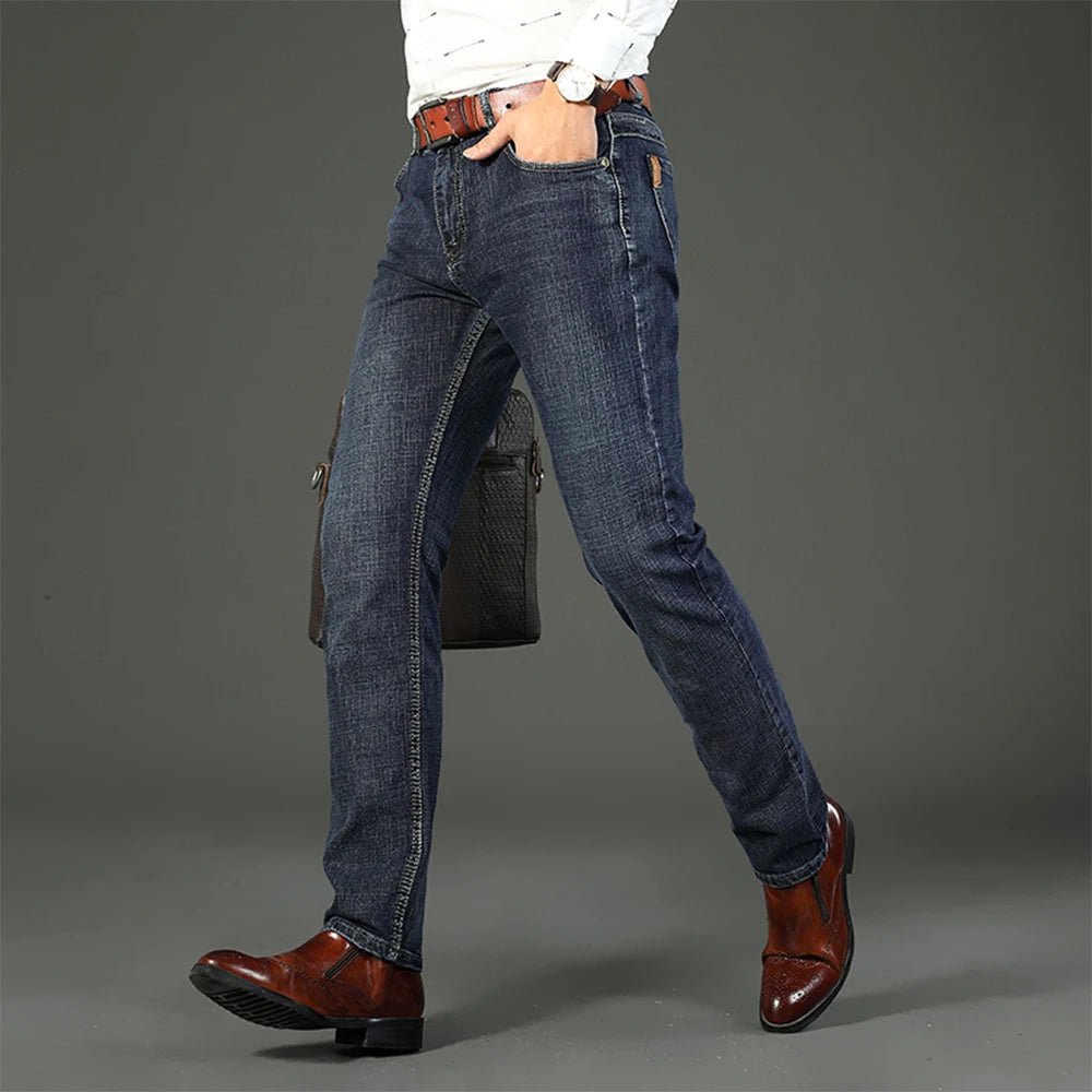 Wthinlee Business Men Jeans Casual Straight Stretch Fashion Classic Blue Black Work Denim Trousers Spring Summer Brand Clothing - PratSN
