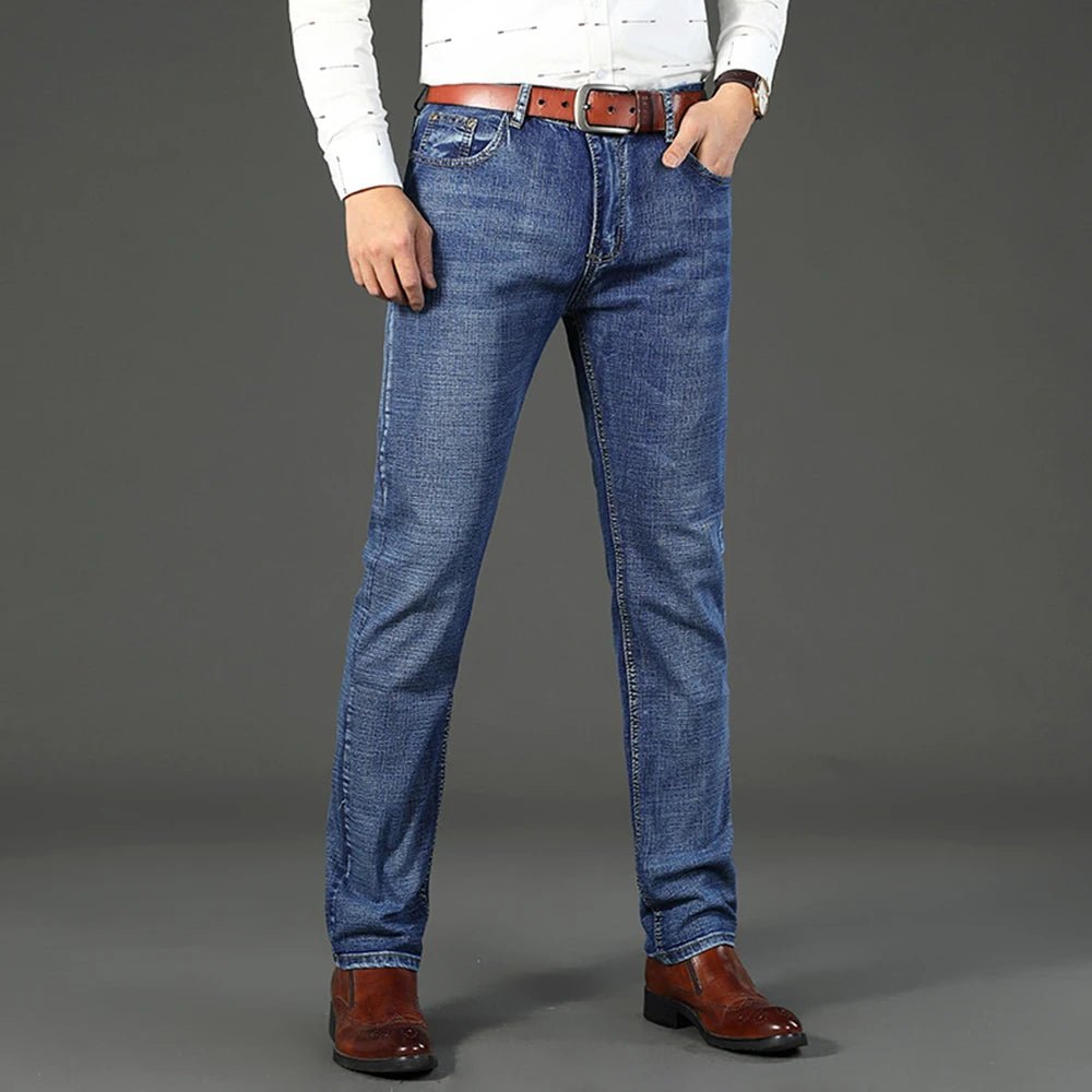 Wthinlee Business Men Jeans Casual Straight Stretch Fashion Classic Blue Black Work Denim Trousers Spring Summer Brand Clothing - PratSN