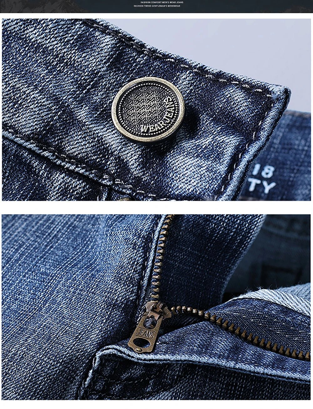 Wthinlee Business Men Jeans Casual Straight Stretch Fashion Classic Blue Black Work Denim Trousers Spring Summer Brand Clothing - PratSN