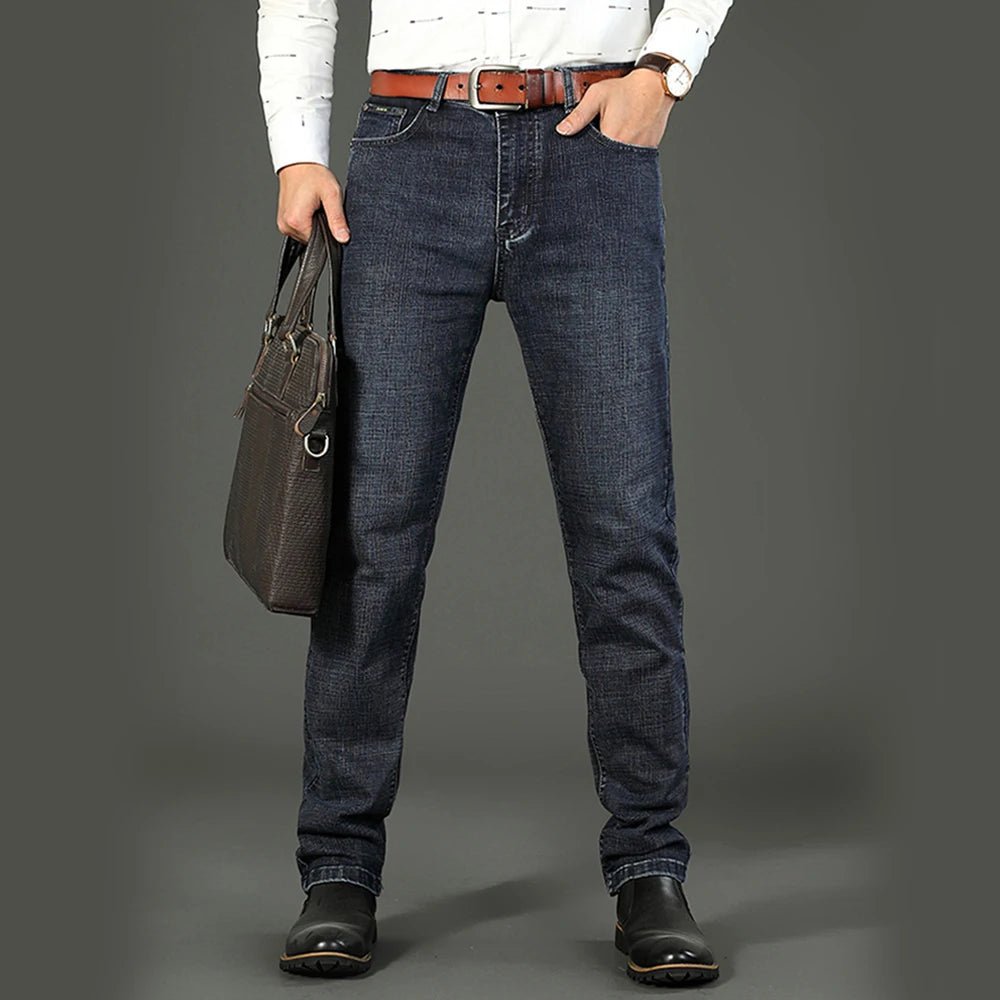 Wthinlee Business Men Jeans Casual Straight Stretch Fashion Classic Blue Black Work Denim Trousers Spring Summer Brand Clothing - PratSN