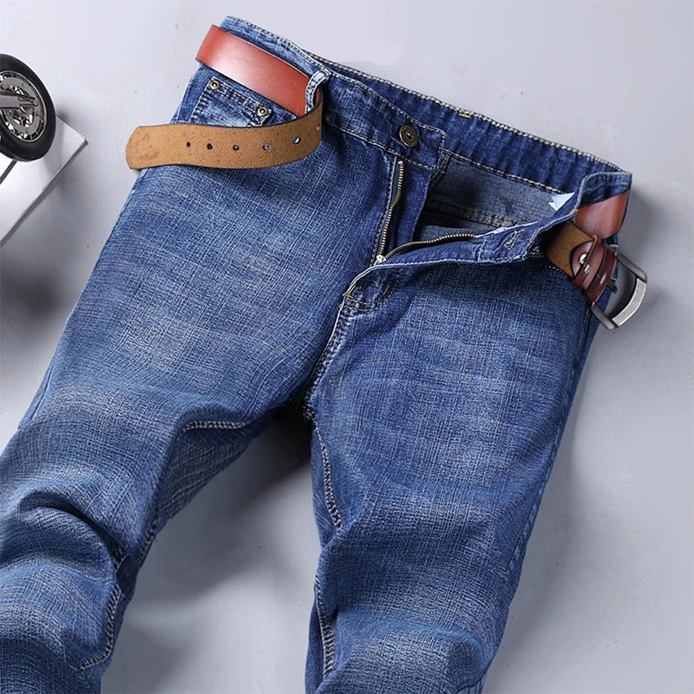 Wthinlee Business Men Jeans Casual Straight Stretch Fashion Classic Blue Black Work Denim Trousers Spring Summer Brand Clothing - PratSN