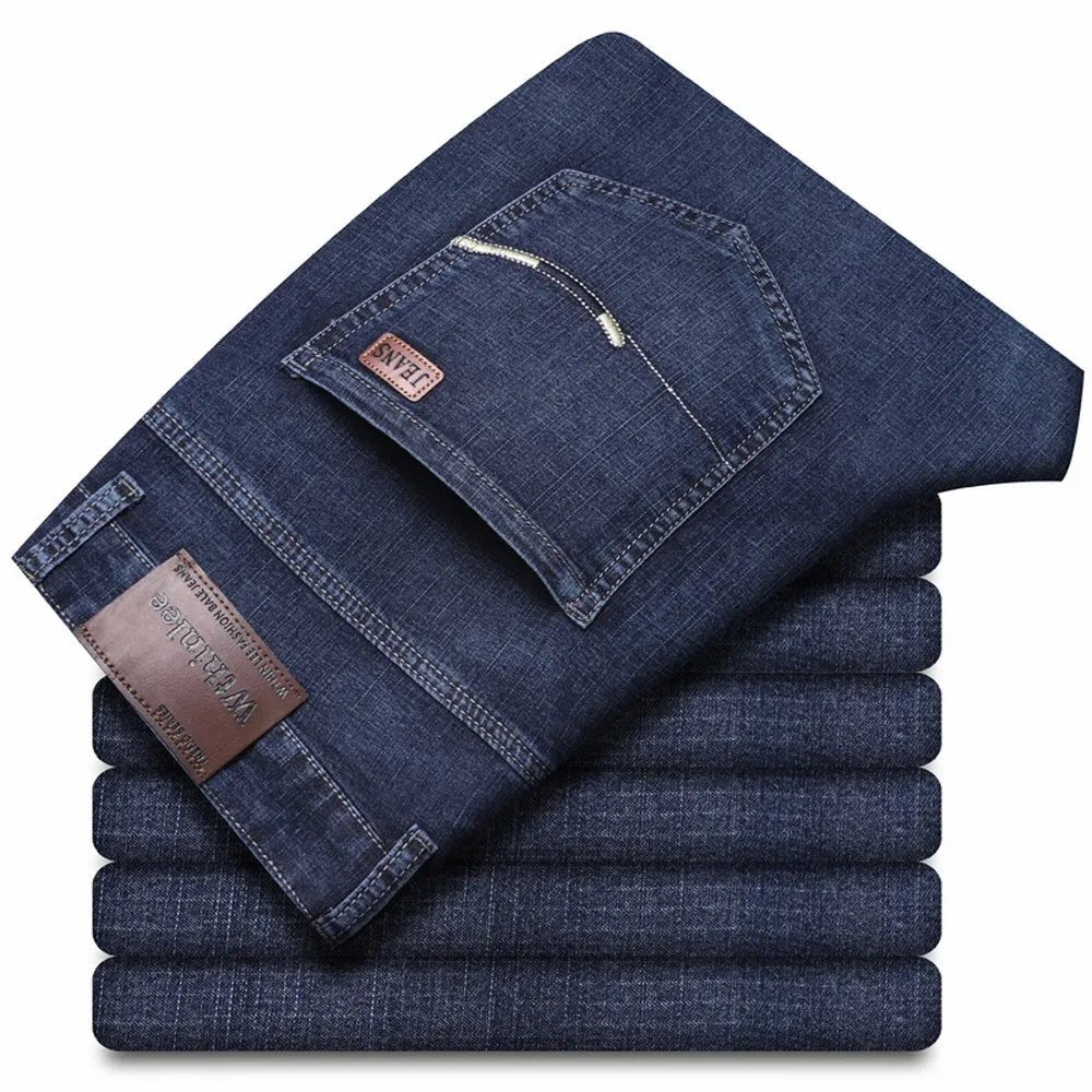 Wthinlee Business Men Jeans Casual Straight Stretch Fashion Classic Blue Black Work Denim Trousers Spring Summer Brand Clothing - PratSN