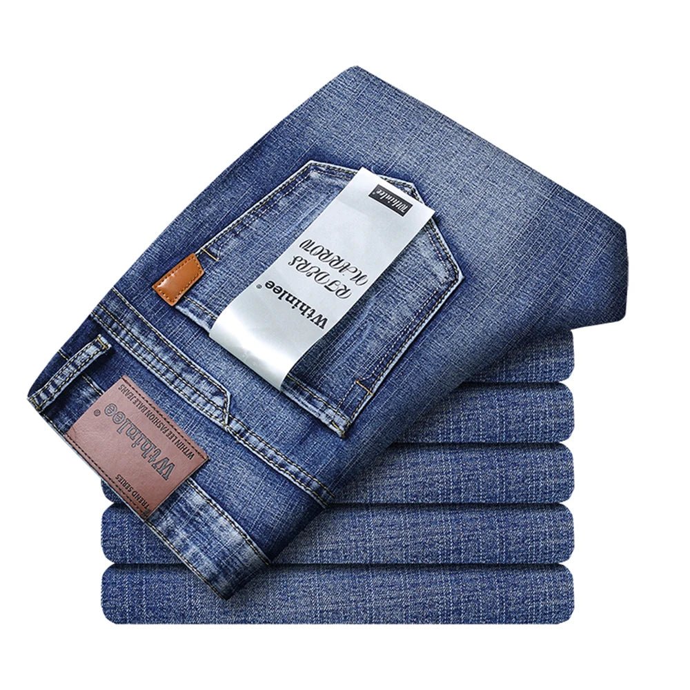 Wthinlee Business Men Jeans Casual Straight Stretch Fashion Classic Blue Black Work Denim Trousers Spring Summer Brand Clothing - PratSN