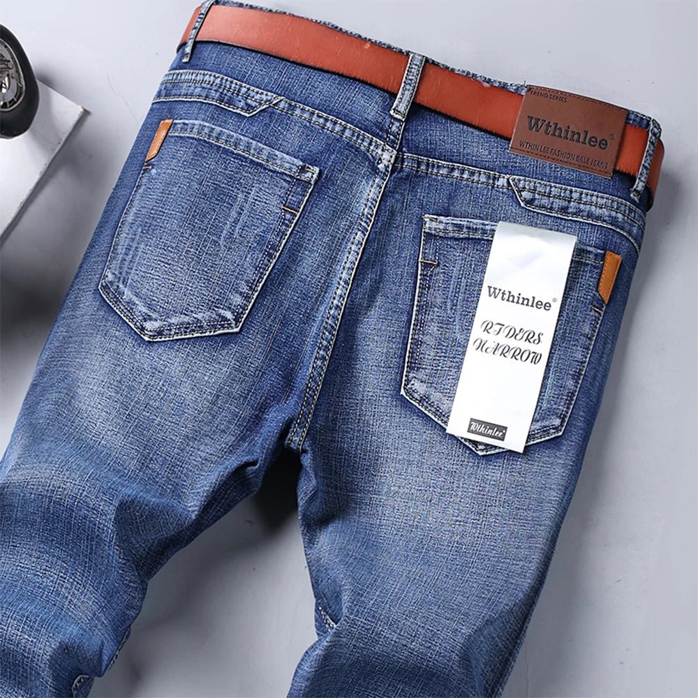 Wthinlee Business Men Jeans Casual Straight Stretch Fashion Classic Blue Black Work Denim Trousers Spring Summer Brand Clothing - PratSN