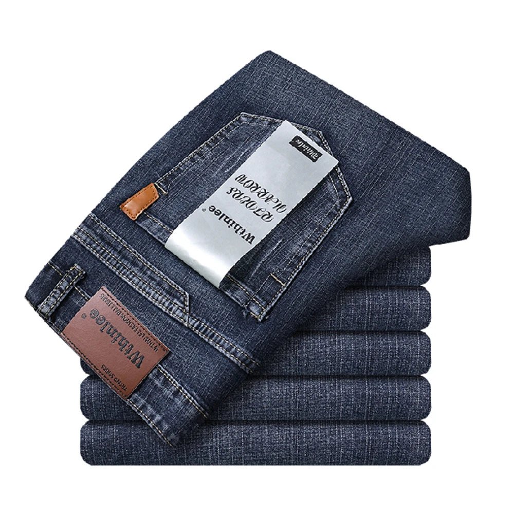 Wthinlee Business Men Jeans Casual Straight Stretch Fashion Classic Blue Black Work Denim Trousers Spring Summer Brand Clothing - PratSN