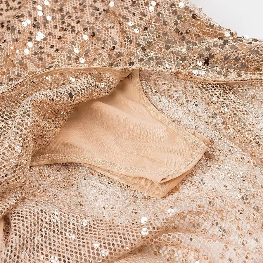 YENKYE Sexy Women Fashion Backless Hem Slit Spaghetti Strap Sequin Dresses Night Out Vestidos Party Dress - PratSN