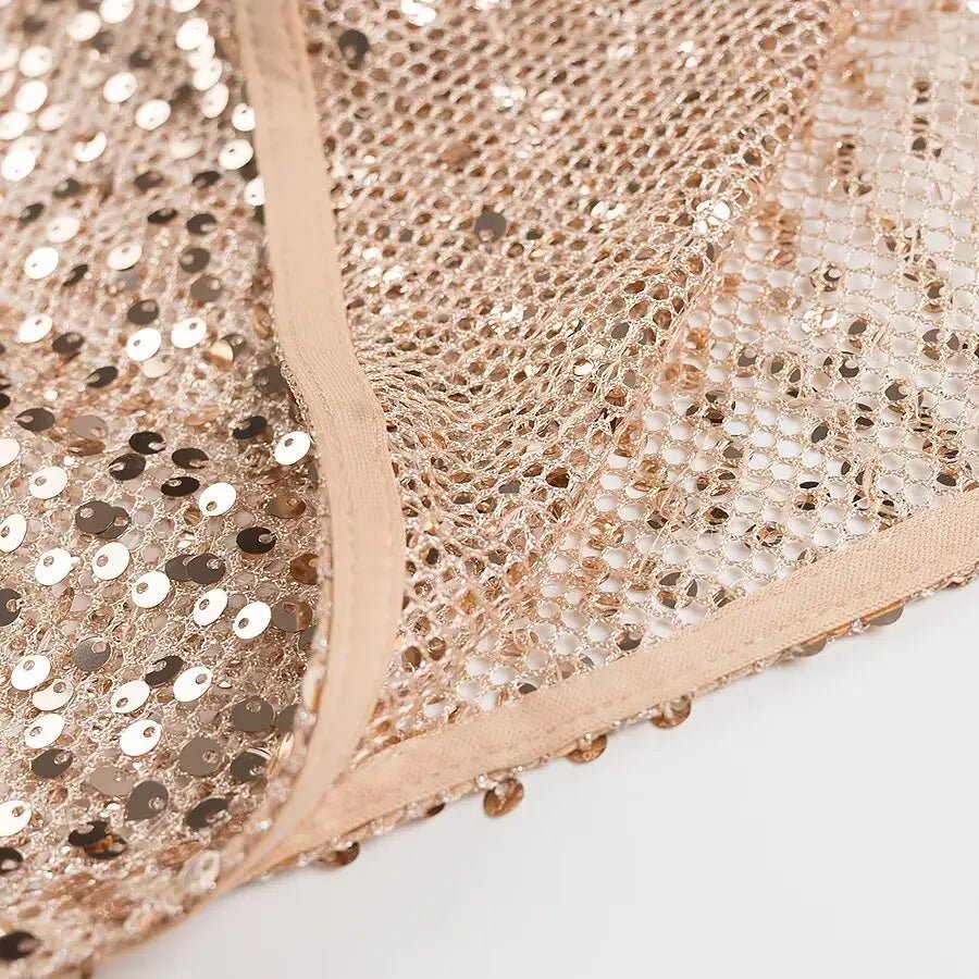 YENKYE Sexy Women Fashion Backless Hem Slit Spaghetti Strap Sequin Dresses Night Out Vestidos Party Dress - PratSN