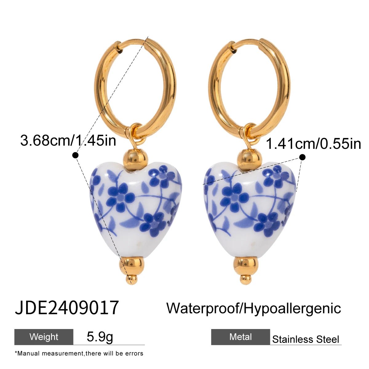 Youthway Flower Heart Ceramic Drop Dangle Stainless Steel Earrings Party Charm Romantic Jewelry for Women Gift 2024 - PratSN