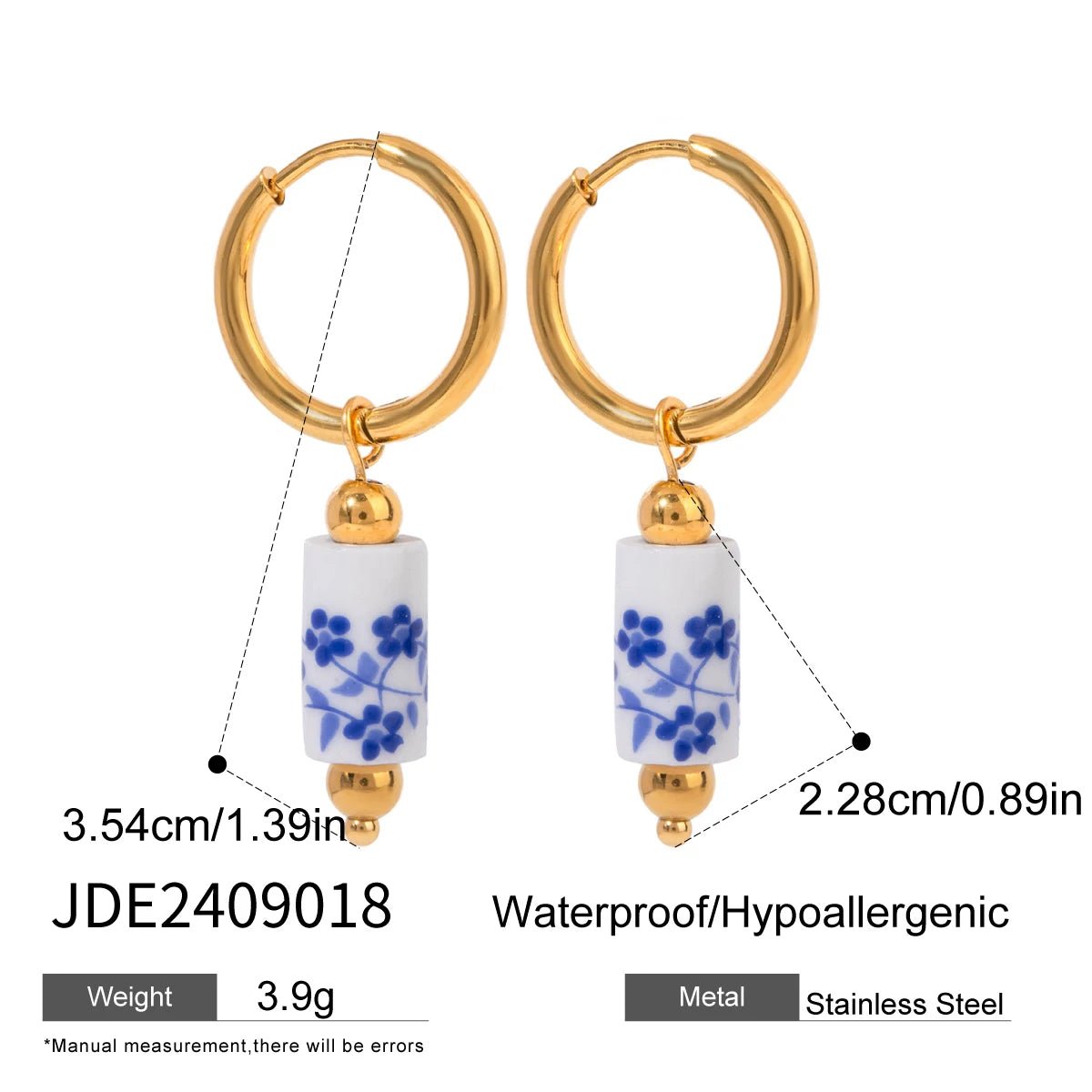 Youthway Flower Heart Ceramic Drop Dangle Stainless Steel Earrings Party Charm Romantic Jewelry for Women Gift 2024 - PratSN