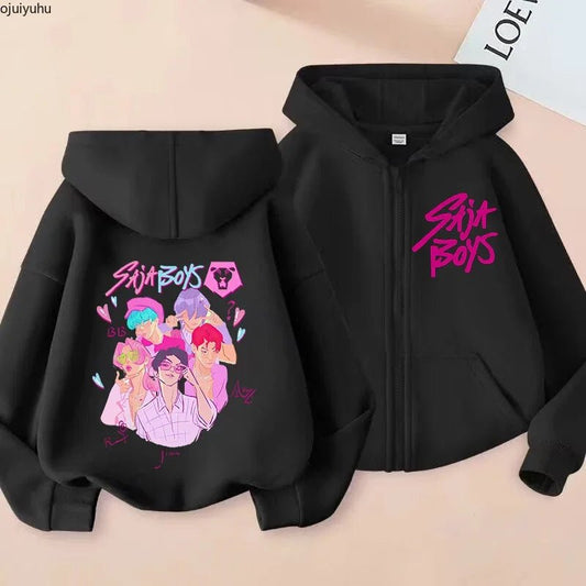 Zip Up Sweatshirts Saja Boys Kpop Demon Hunters Hoodie Children Clothes Kid Girl Boy Sweatshirt Zipper Hoody Baby Top - PratSN